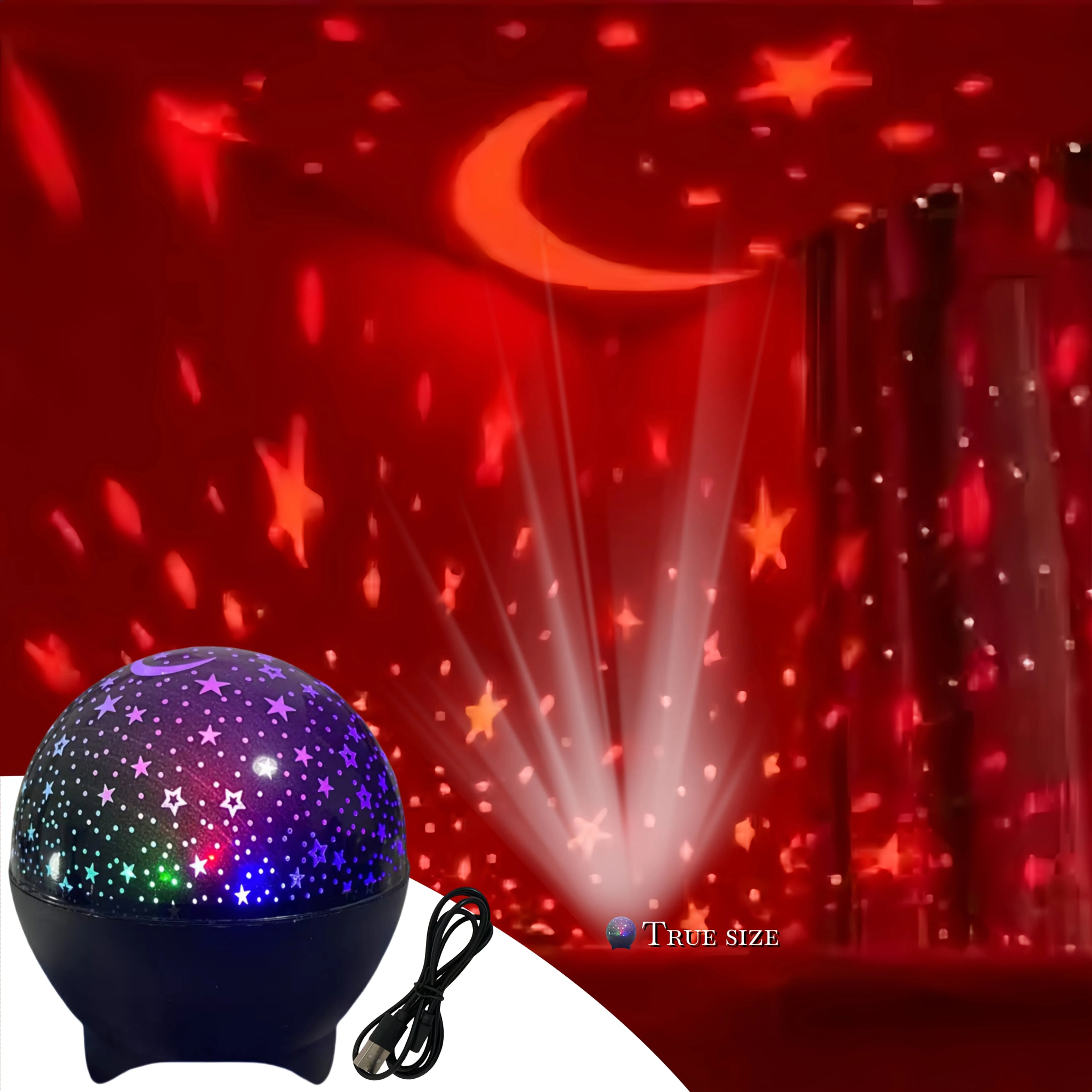LED Night Lights Starry Sky Moon Projector Light USB Plug 7 Modes Colorful Strobe Light for Kids Room Party Galaxy Decor Gift